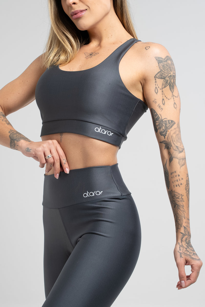 Legging Básica Lisa Chumbo - atarafitness