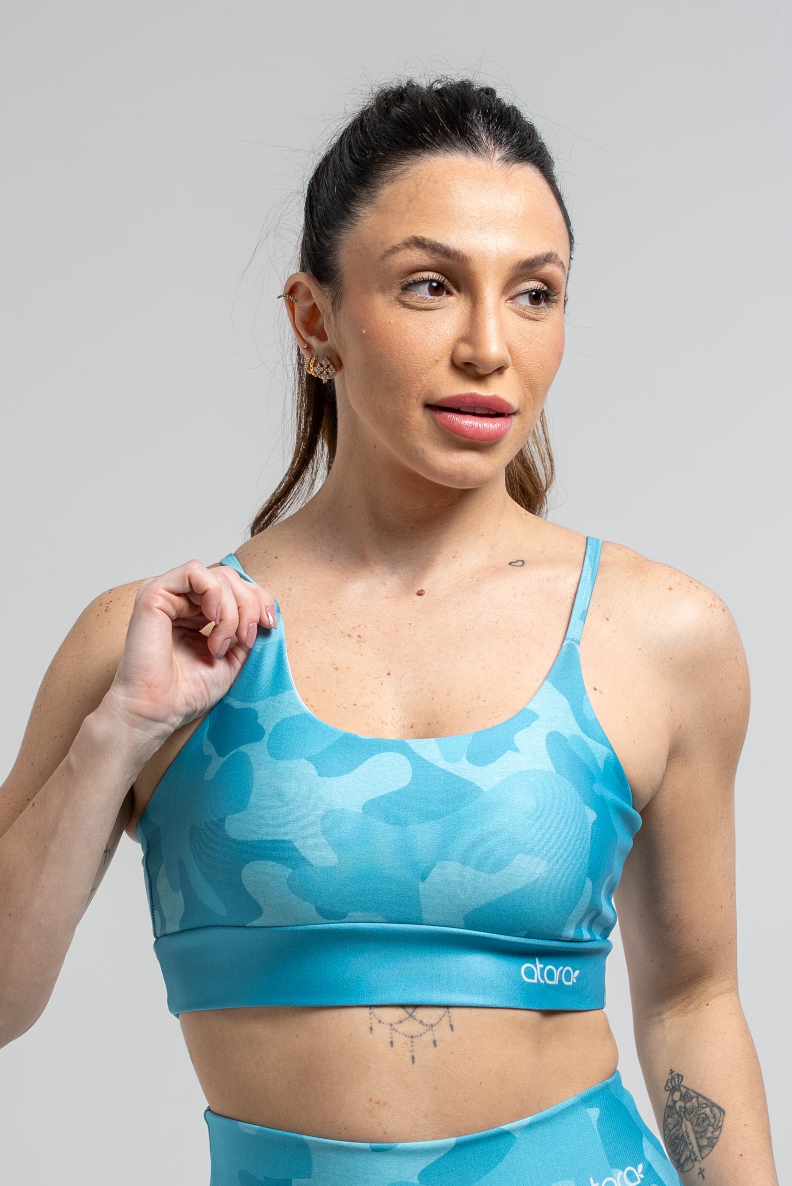 Top Alcinha Camuflado Mescla Azul - atarafitness