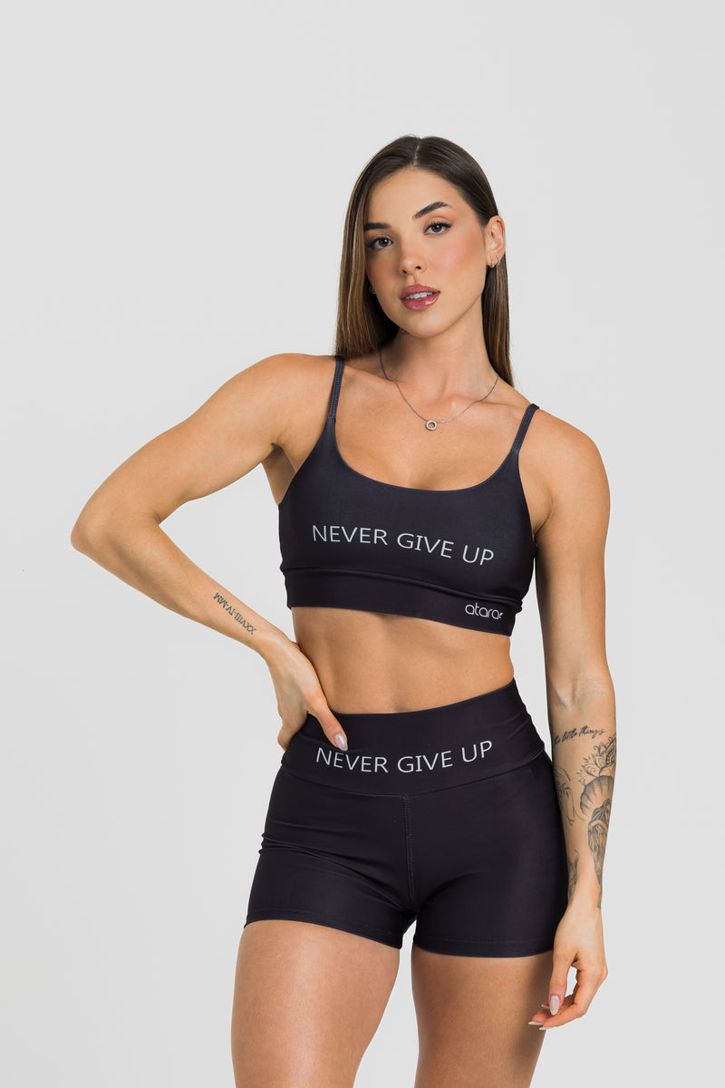 Top Alcinha Never Give Up Black - atarafitness