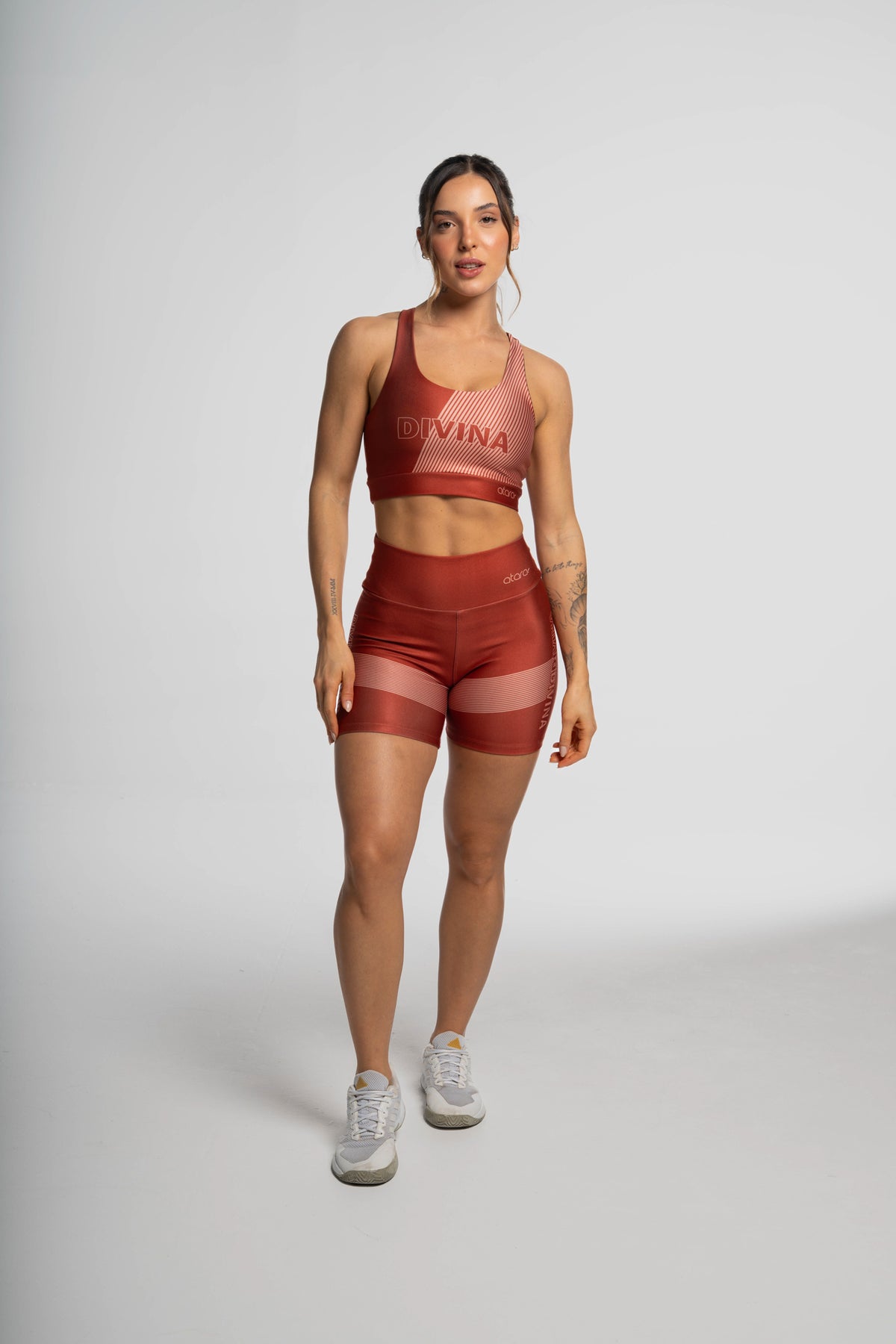 Bermuda Estampa Listra Lateral Marrom - atarafitness