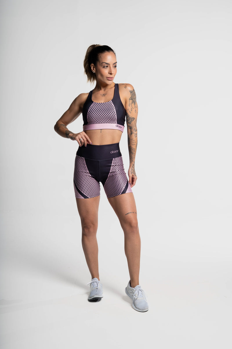 Bermuda Estampa Renda Rosa - atarafitness