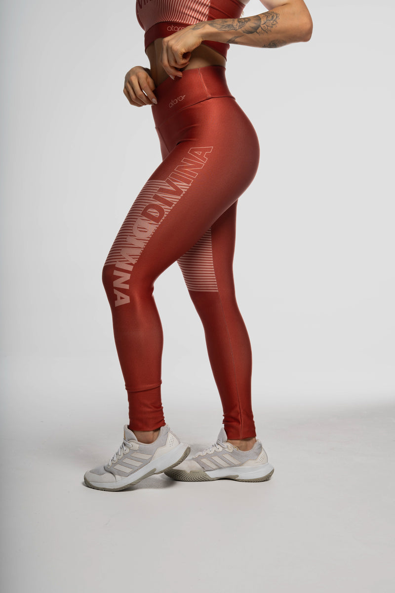Legging Estampa Localizada Listra Lateral Marrom - atarafitness