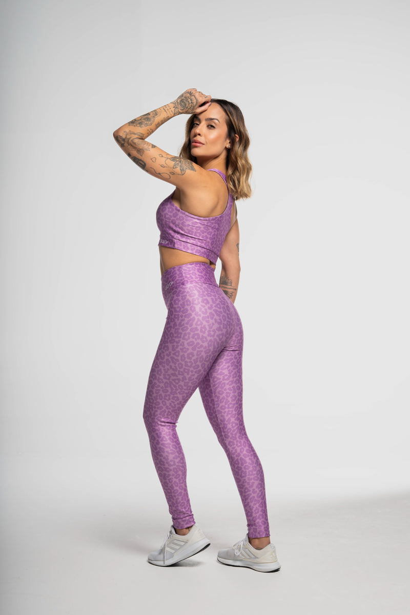 Legging Estampa Localizada Onça Roxa - atarafitness
