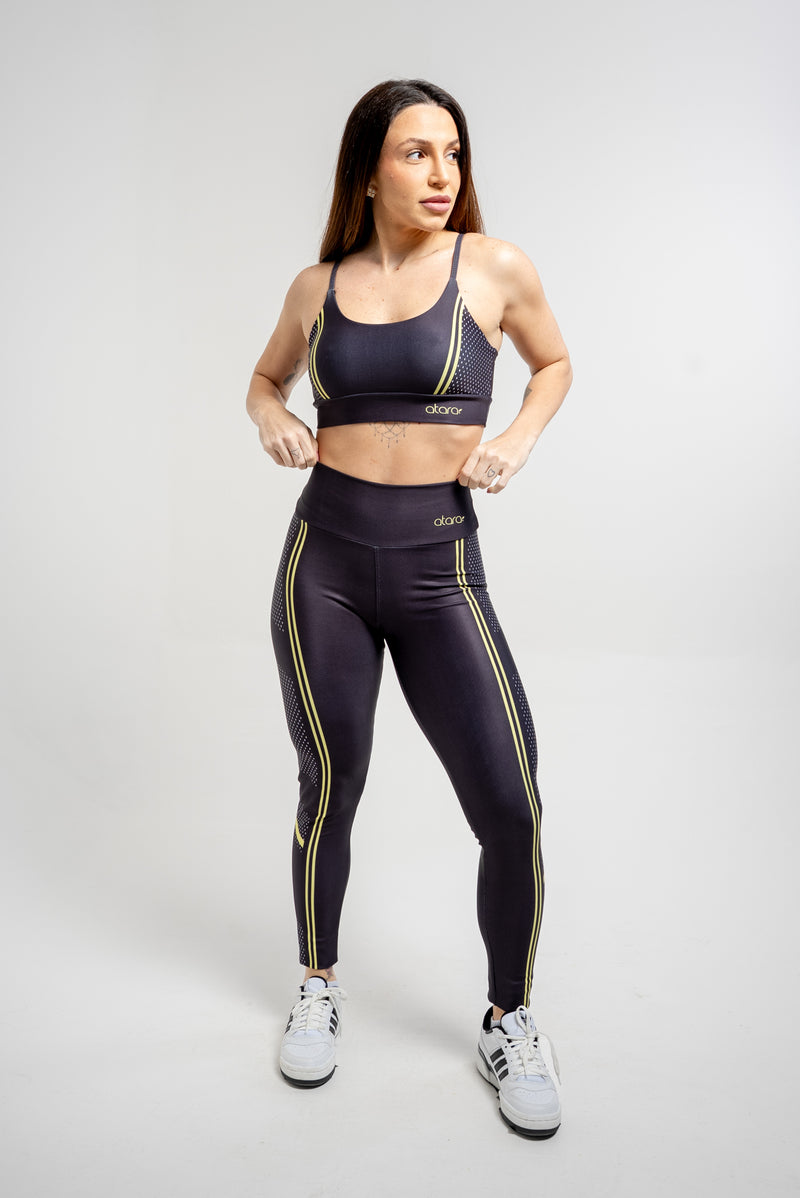 Legging Faixa Mesh Amarela - atarafitness