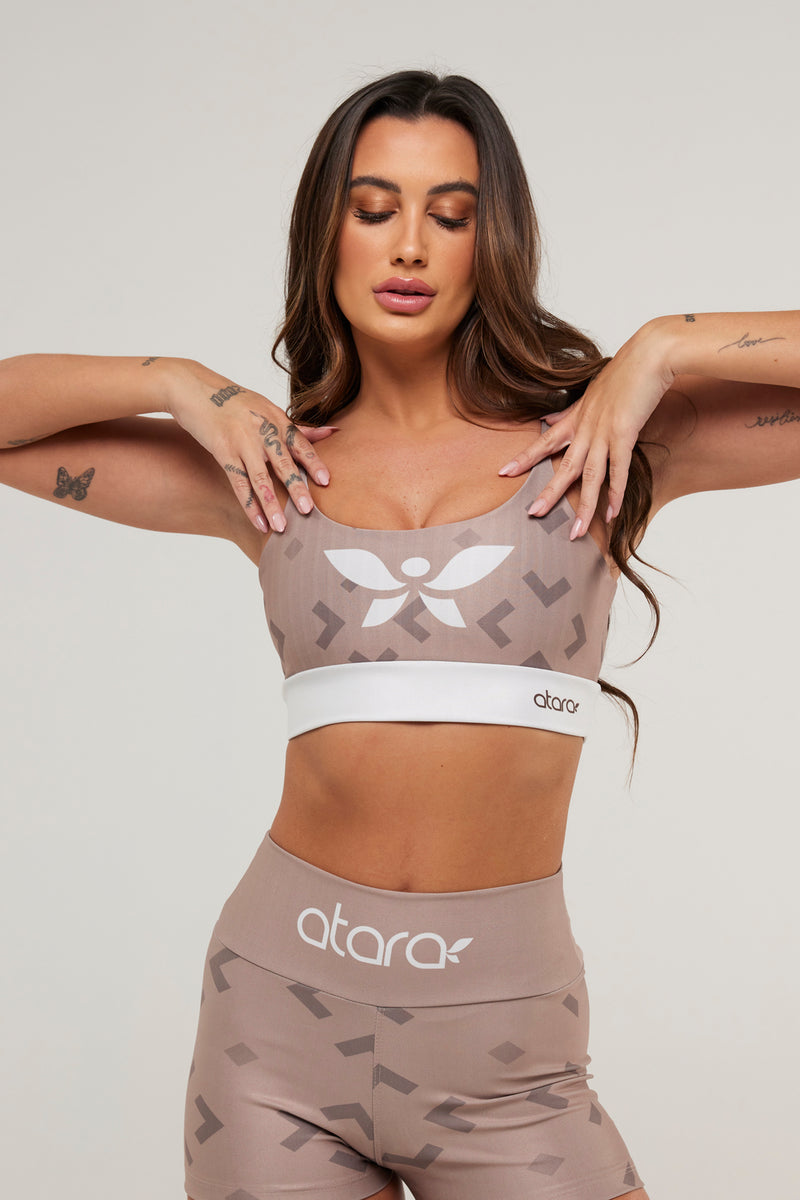 Top Alcinha Geometrico Caramelo - atarafitness