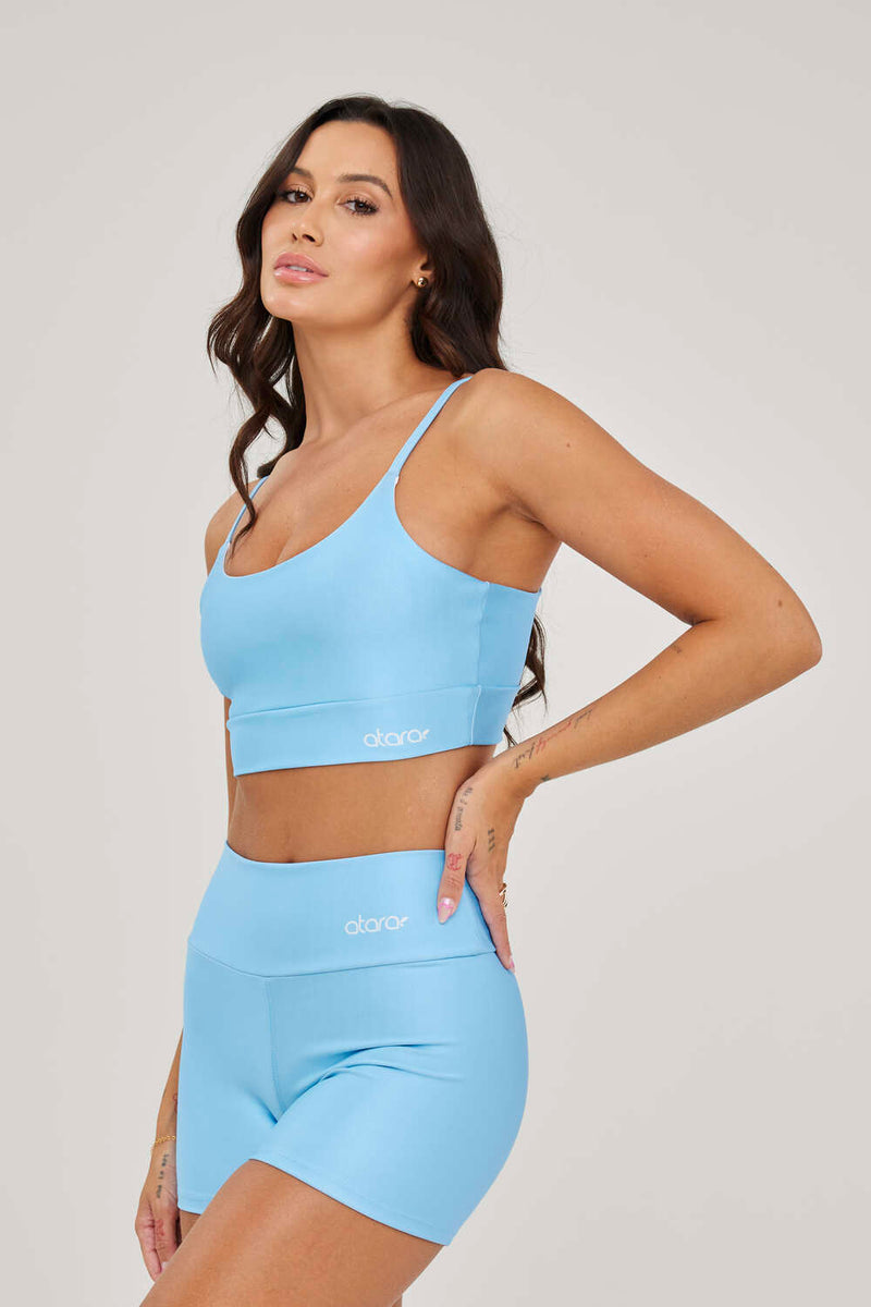 Top Alcinha Liso Azul Bebê - atarafitness