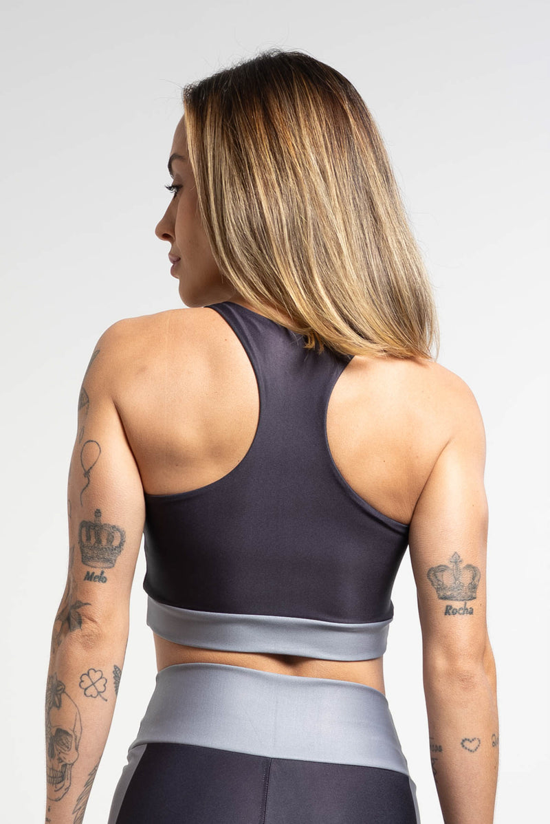 Top Color Block Gray - atarafitness