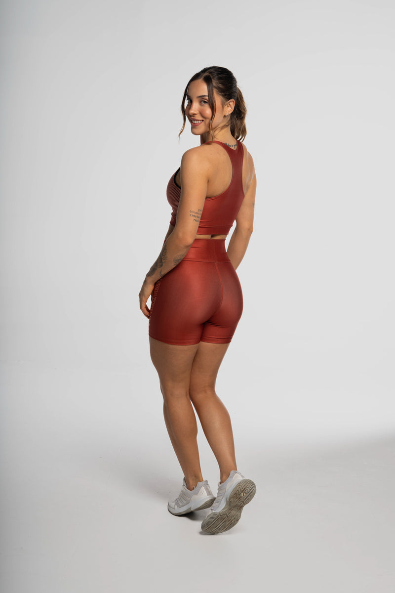 Top Estampa Listra Lateral Marrom - atarafitness