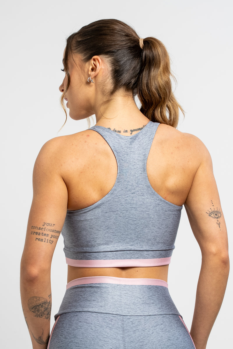 Top Estampa Localizada Melange Gray - atarafitness