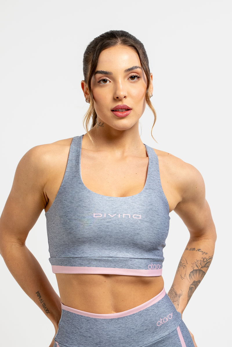 Top Estampa Localizada Melange Gray - atarafitness