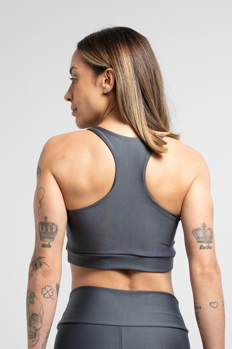 Top Nadador Básico Liso Chumbo - atarafitness